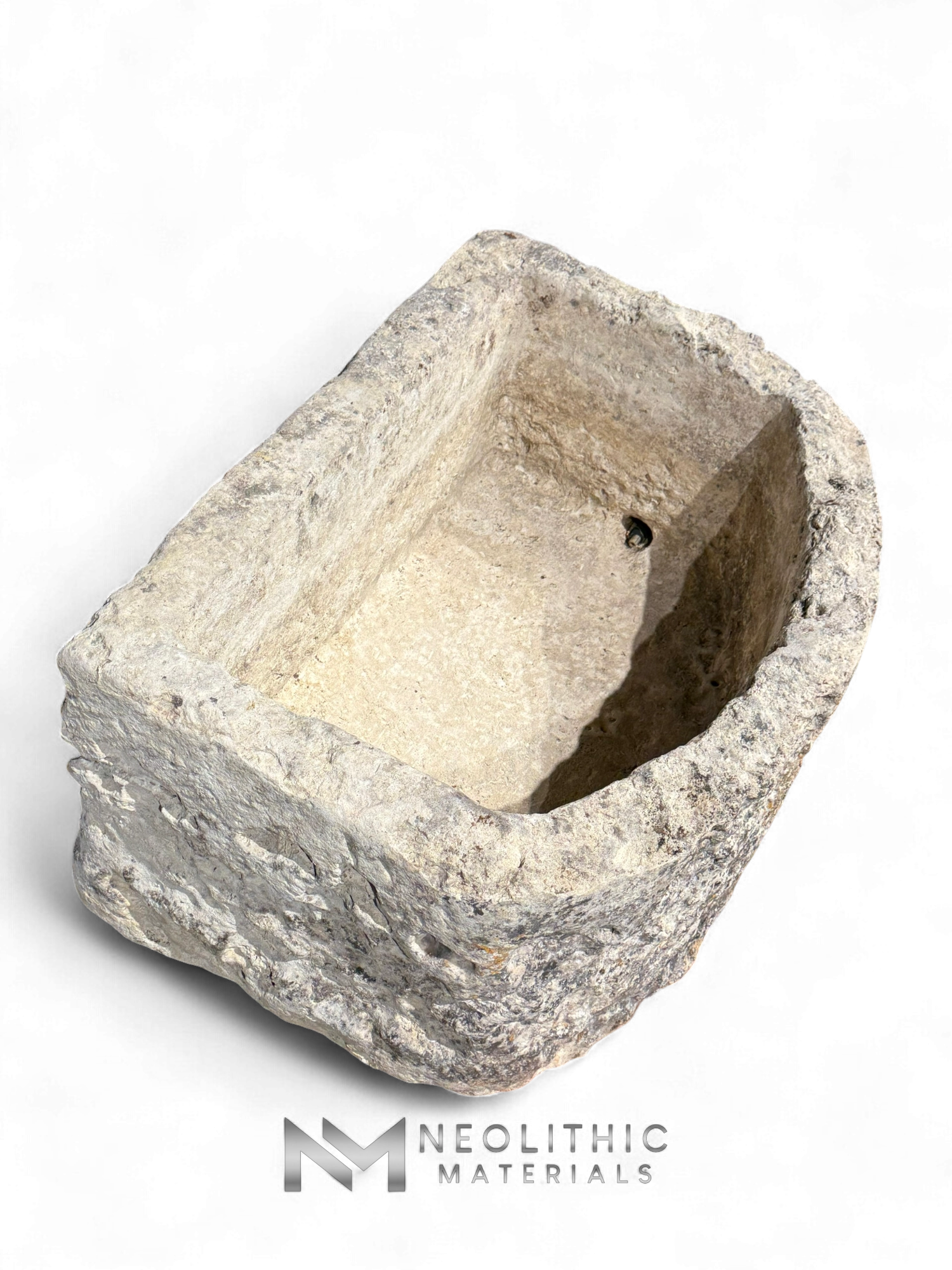 Antique French Limestone Half Moon Trough - Image 2